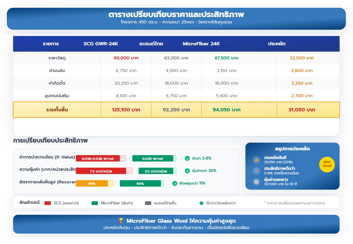 ตารางเทียบประสิทธิภาพฉนวน
