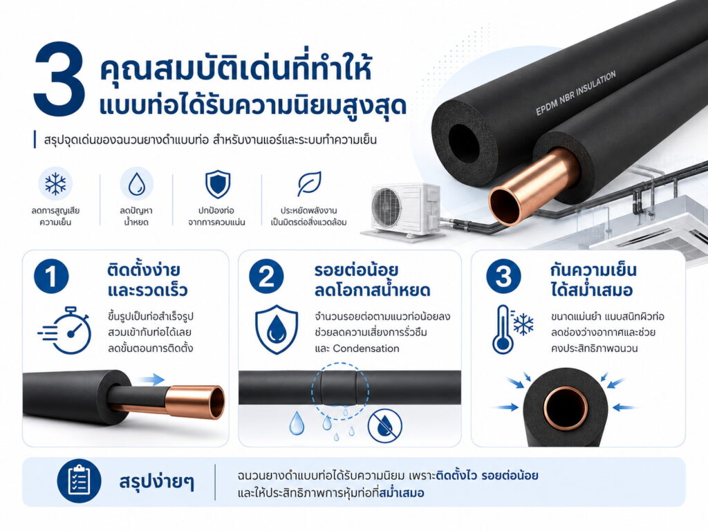 3 คุณสมบัติเด่นที่ทำให้ฉนวนยางดำแบบท่อได้รับความนิยมสูงสุด