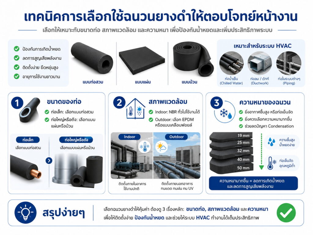 เทคนิคการเลือกใช้ฉนวนยางดำให้ตอบโจทย์หน้างาน