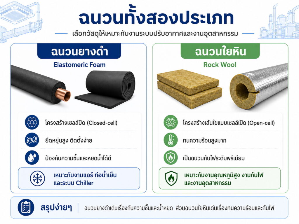 ฉนวนยางดำ และ ฉนวนใยหิน