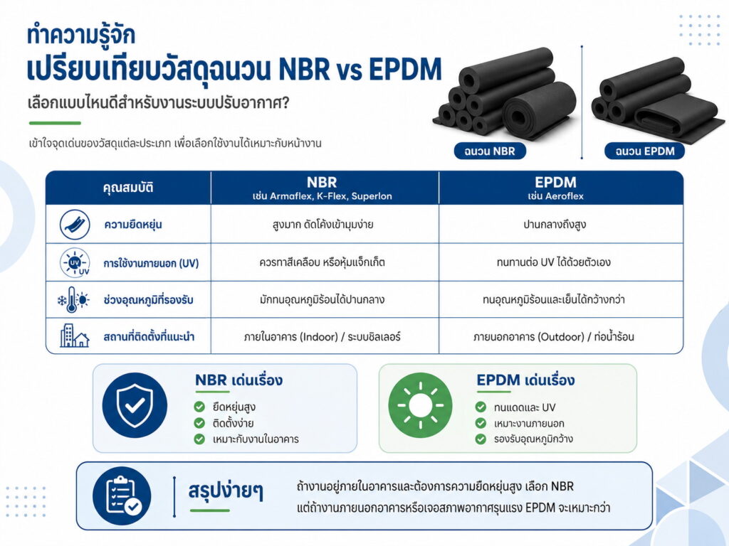 เปรียบเทียบวัสดุฉนวน: NBR vs EPDM