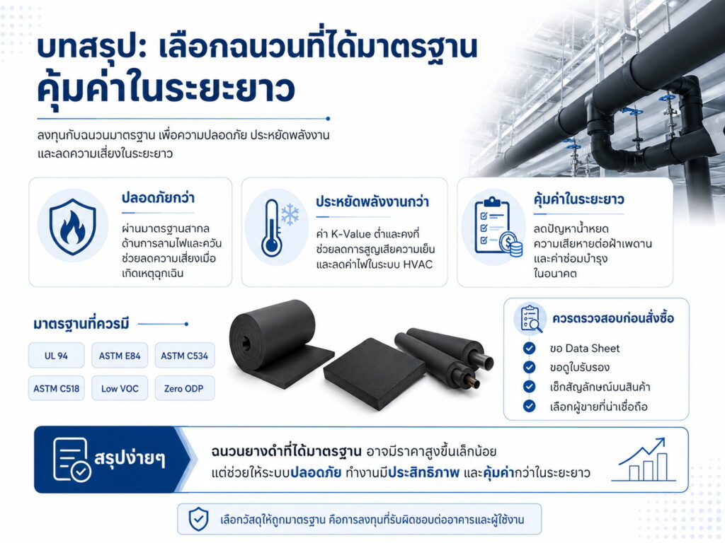 บทสรุป เลือกฉนวนที่ได้มาตรฐาน คุ้มค่าในระยะยาว
