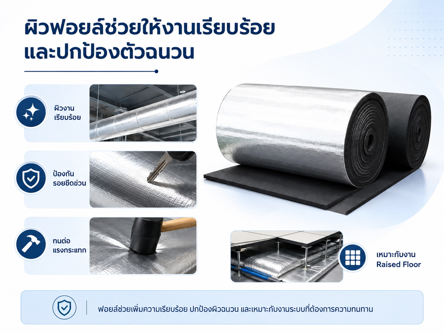 ฉนวนยางดำมีฟอยล์ผิวด้านนอก