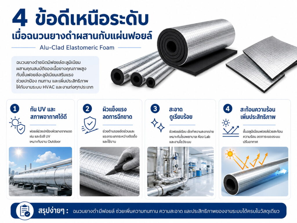 Alu-Clad aluminum faced elastomeric foam insulation for HVAC and chilled water systems