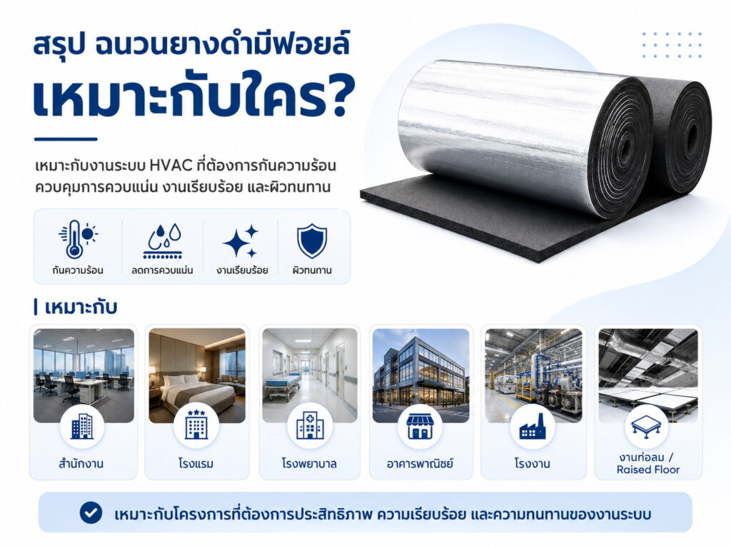 สรุป ฉนวนยางดำมีฟอยล์ เหมาะกับใคร?