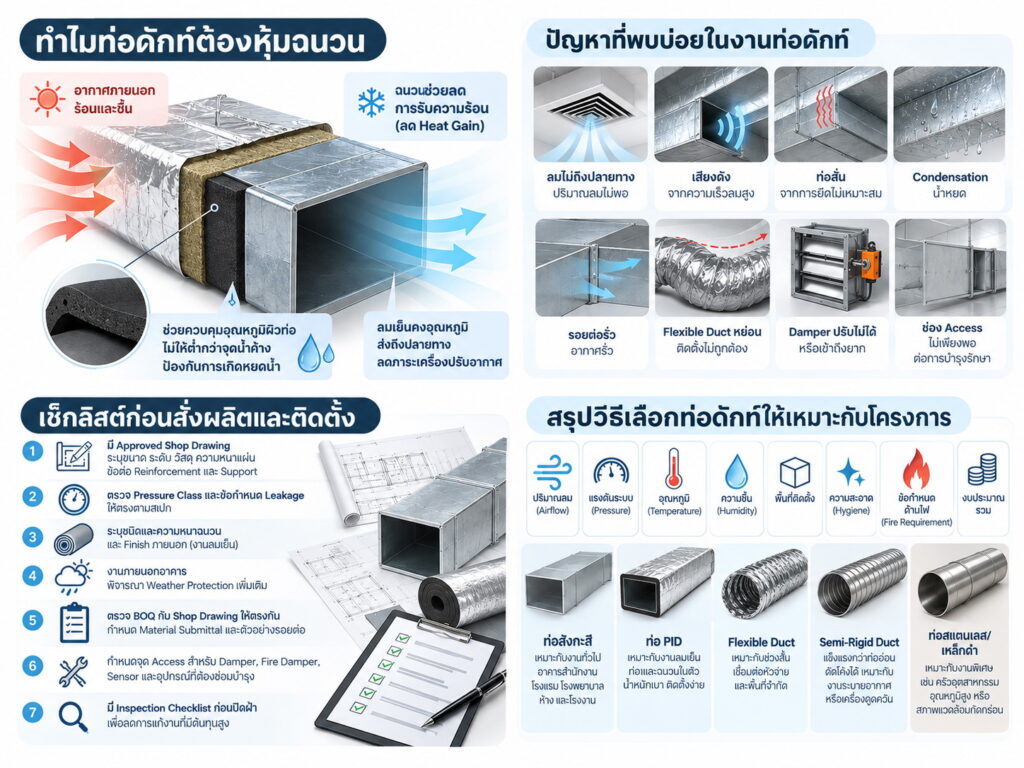 สรุปวิธีเลือกท่อดักท์ให้เหมาะกับโครงการ