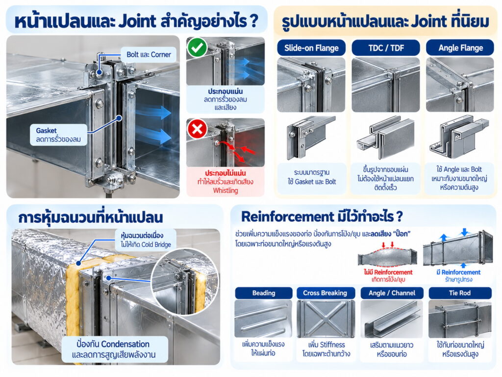 ท่อดักท์สังกะสีหน้าแปลนและ Joint สำคัญอย่างไร
