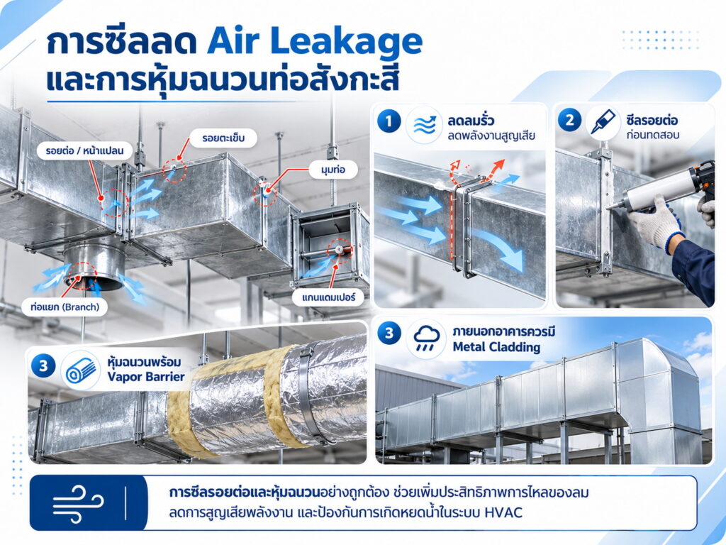 ท่อดักท์สังกะสี การซีลลด Air Leakage
